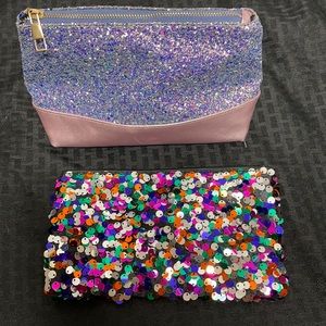 MAC Sequin Cosmetic Bag And Purple Sparkle Bag